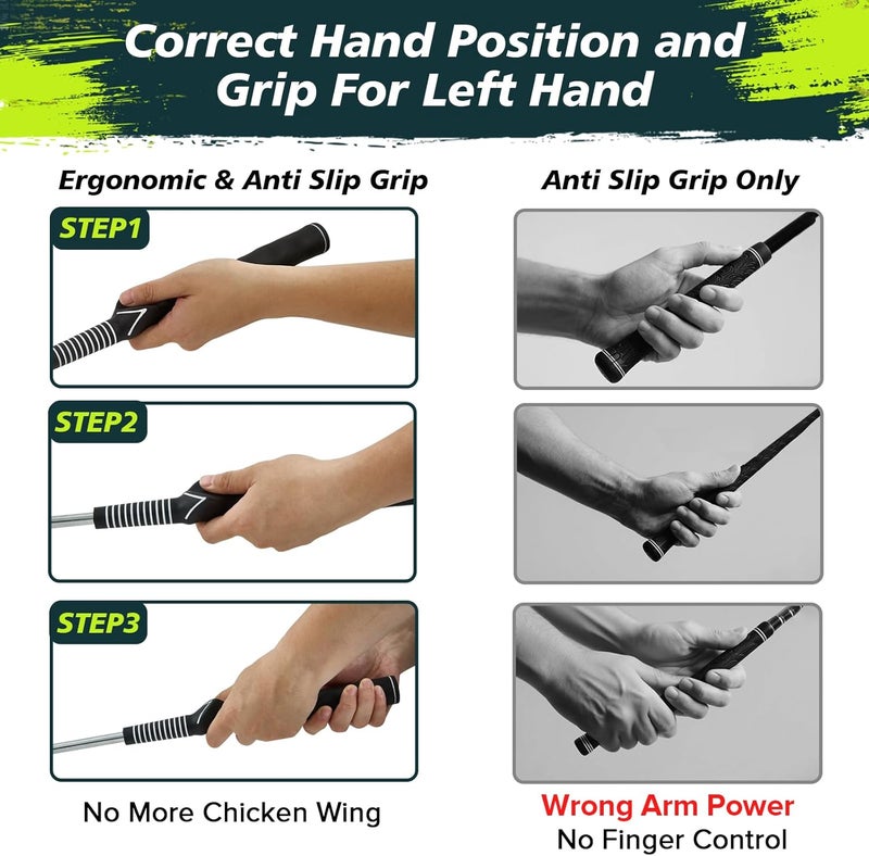 KALAUTO Golf Grip Swing Training Aid - Retractable Click Club Trainer Indoor Practice Warm Up Stick Flexible Telescopic Short Club Tempo Sound Release Trainer Devices - Image 5